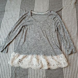 Grey Maurice Sweater with Lace Hem